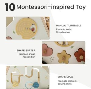 Centro Attività Montessori, <span class=keywords><strong>Girello</strong></span> in Legno per Bambini con Velocità Regolabile, Capacità di Carico 20KG, per lo Sviluppo di Bambini e Bambine - Product Image 2