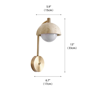 Applique Murale Nordique Moderne pour Chambre à Coucher, Hôtel, Salon – Travertin, Bois de Caoutchouc, Verre, Fer – Haute Qualité, Stable – Applique Murale <span class=keywords><strong>Wella</strong></span> - Product Image 6