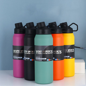 2023 nouvelle mode 650ml 1000ml voyage Sport flacon à vide grande capacité Double paroi en acier inoxydable bouteille d'eau isolée <span class=keywords><strong>1L</strong></span> - Product Image 4