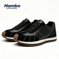 Hambo Nouvelles baskets de course rétro en cuir véritable pour hommes, respirantes, tendance, polyvalentes, chaussures de sport décontractées pour hommes