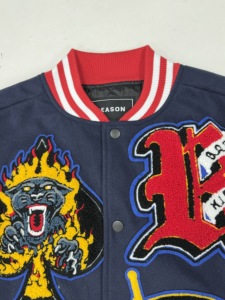 Custom Made OEM Service High-quality Vintage American-style Woolen Autumn Thick Breathable Anti-Bacterial Varsity <b>Jacket</b> Front - Product Image 2