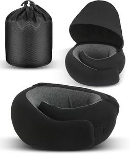 New Design With Hoodie Neck Support 100% Pure <b>Memory</b> <b>Foam</b> Travel Pillow for Airplane - Product Image 3