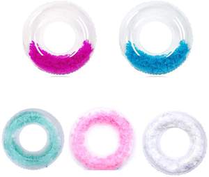 Flotador transparente inflable para piscina, anillo grueso <span class=keywords><strong>de</strong></span> PVC con lentejuelas y plumas transparentes - Product Image 1