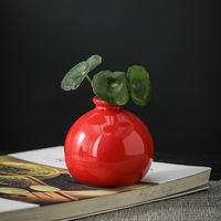 Vas Bunga Keramik Kecil Buatan Tangan Minimalis Modern Merah, Hadiah Bisnis, Botol Diffuser Aroma, Aksesori Dekorasi Meja