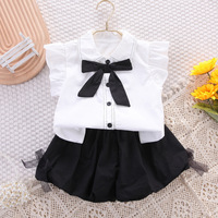 Günstige 1 2 3 4 Jahre alt Rts Kinder Outfits Bögen Schuluniformen Großhandel Kleine Kleinkind Mädchen Kleidung Sets für Baby Mädchen Kleidung
