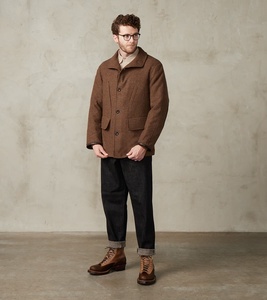 Veste de chasse française OEM <span class=keywords><strong>Nutmeg</strong></span> Sonsie en tweed Melton Twill Saharan, veste en fausse laine marron pour hommes - Product Image 4