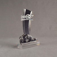 Trophée de tournoi de Tennis de Table en Lucite transparent de 3/8 pouces, 8 pouces H, prix de Ping Pong en acrylique avec Base inclinée pour Champion
