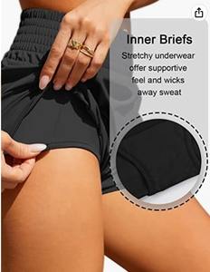 Pocket Athletic Shorts Mujer Cintura media Doble capa Fitness Casual Yoga Running Shorts" - Product Image 5