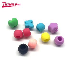 Perles de cheveux en silicone souple personnalisées <span class=keywords><strong>pour</strong></span> extensions capillaires DIY à domicile, perles de coiffure en silicone à grand trou - Product Image 2
