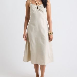 Sleeveless Bohemian Linen-Blend Midi <b>Dress</b> Square Neck Casual Elastic Waist Woven Solid <b>Pattern</b> Eco-Friendly for All Seasons - Product Image 1