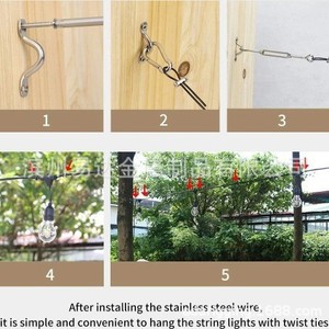 ชุดไฟลูกโลกสแตนเลส สายไฟ 25 ม. 50 ม. ชุดไฟตกแต่งสวนกลางแจ้ง หลอดไส้ ใช้ไฟ AC - Product Image 4