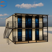 Maison conteneur modulaire préfabriquée pliable et extensible WinFair Barndominium à toit plat à deux étages pour bungalow en bord de mer