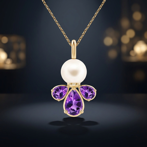 Colgante de Flor Vaayu Jewels con Amatista, Oro de 10K, 14K, 18K, Plata 925, 935, Joyería Minimalista para Mujer, Aniversario - Product Image 1