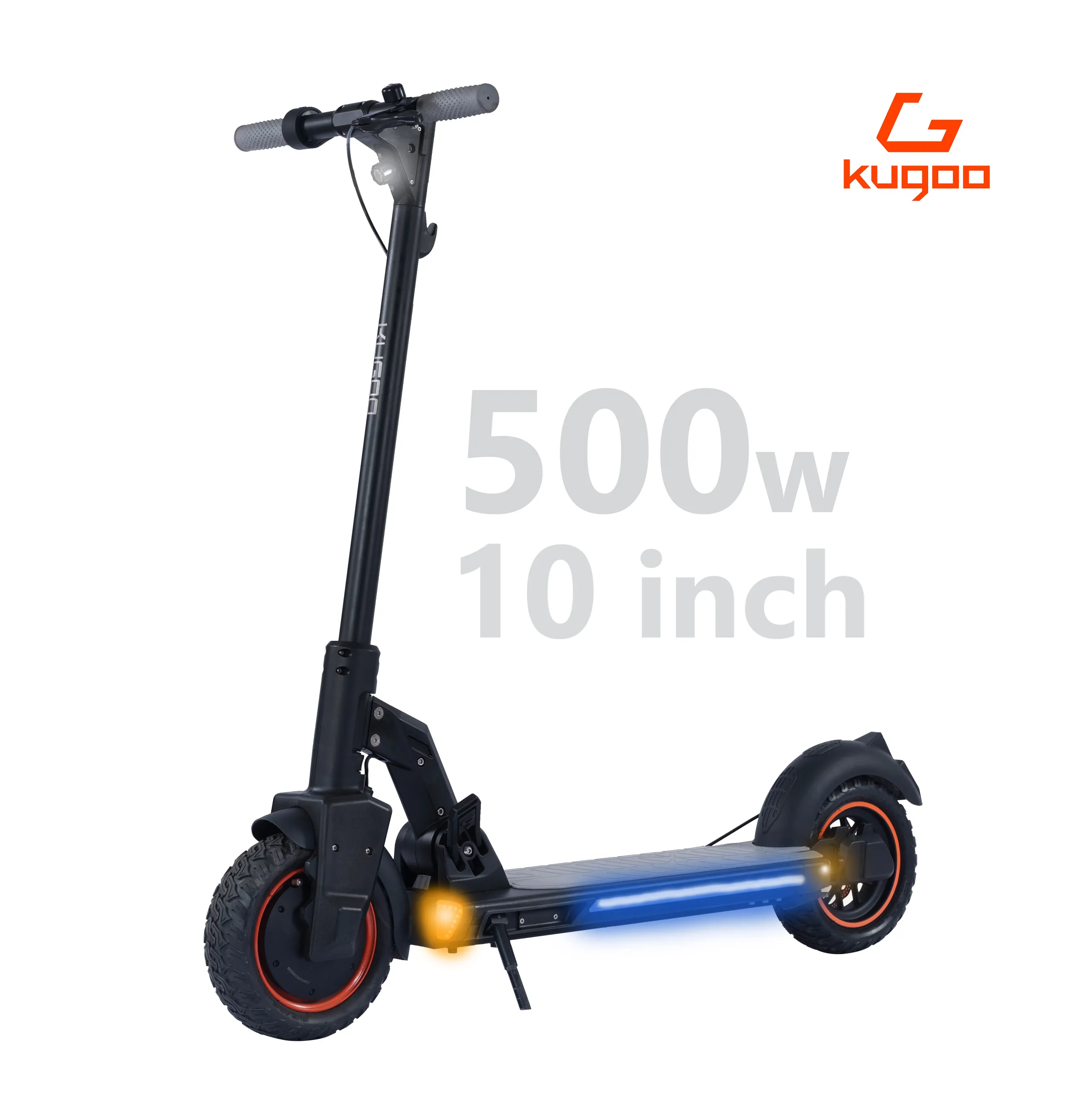 Kugoo-patinete eléctrico plegable, diseño de luz de giro, UE, EE. UU., CA, AU, almacén, 500w, 16Ah, 35 km/h, 10 pulgadas