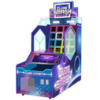 Machine de jeu d'arcade Sourcefactory Cube Smash 220V à monnayeur, jeu de lancer de balles et de frappe, avec fonction de rédemption de tickets, version anglaise, pour intérieur