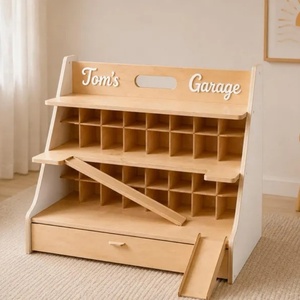 <b>Wooden</b> <b>Toy</b> <b>Car</b> <b>Garage</b> Child Parking Montessori Organizer with Storage Drawer - Product Image 2