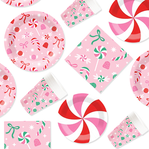 DAMAI - Juego de Decoración para Fiesta Temática de Dulces Rosas, Venta al por Mayor, Platos de Papel con Lazo, Mantel, Juego de Vajilla Desechable para Fiesta - Product Image 4