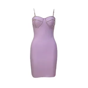 Летнее сексуальное Клубное платье с блестками и открытой спиной, платье-комбинация фиолетового цвета
