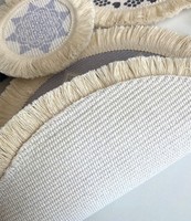Napperon de table en papier tressé style bohème avec pompons pour la décoration de la maison, idéal pour les cafés et comme dessous de bol