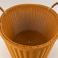 Panier de rangement USB mini portable en rotin naturel, écologique, multifonction, design étoile et lune, LED blanc chaud