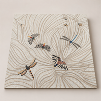 Mosaïque murale en pierre naturelle inspirée de la nature, papillon, libellule, art personnalisé en pierre naturelle coupée pour la décoration murale, hôtel, appartement