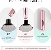 Flacon de parfum de voyage rechargeable, flacon de parfum de voyage rechargeable de 5 ml, vaporisateur pour parfum, atomiseur de parfum pour les essentiels