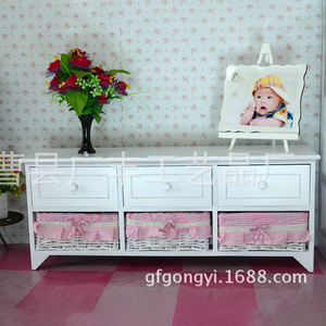 White Country Style Solid Wood <b>Tv</b> <b>Stand</b> Drawer Storage Cabinet Multi Functional Living Room Furniture - Product Image 1