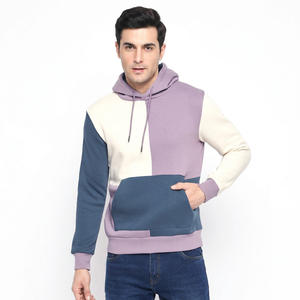 2023 Custom Half Zip Hoodies Men Winter Sports Fashion OEM Service Printed Pattern Color Blocking 100% Cotton Velour Hoodies - Product Image 1