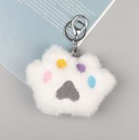 Porte-clés de poupée en peluche motif patte de chien et de chat, accessoire personnalisé, pendentif pour voiture, porte-clés de jouets d'enfants, en poils de lapin, cadeau