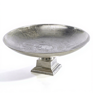 Cuenco redondo de aluminio para flores con Base, mesa de oficina, decoración de trabajo y centro de mesa de boda, cuenco plateado para flores - Product Image 1
