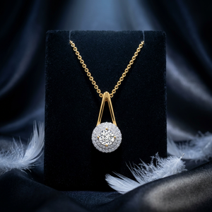 จี้เพชรทรงกลมเงินแท้ 925 พร้อมสร้อยคอแบบเปิดสำหรับผู้หญิง - Product Image 3