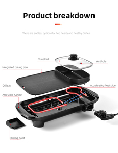 Dezin-olla caliente eléctrica con parrilla para interiores, <span class=keywords><strong>barbacoa</strong></span> antiadherente con Control de temperatura múltiple, sartén para comprar - Product Image 5