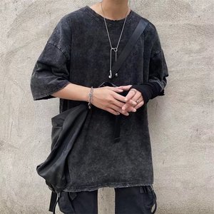 Camiseta de Manga Corta de Punto de Alta Gama para <span class=keywords><strong>Hombre</strong></span>, Seda/Algodón, Transpirable, Estampada, Lavada, <span class=keywords><strong>Ropa</strong></span> <span class=keywords><strong>Urbana</strong></span>, Muestra al <span class=keywords><strong>por</strong></span> <span class=keywords><strong>Mayor</strong></span> - Product Image 4