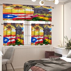 Rideaux décoratifs 3 pièces avec logo grenouille de Porto Rico, poche à <span class=keywords><strong>tringle</strong></span>, impression 3D pour fenêtre de salon, chambre à coucher, salle de bain - Product Image 5