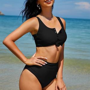ชุดบิกินี่คอวีสีดำสุดเซ็กซี่สำหรับผู้หญิงวัยผู้ใหญ่ แบรนด์ดีไซเนอร์หรูหรา ปี 2025 ขายส่ง OEM - Product Image 2