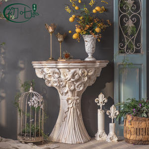 European Style <b>Console</b> <b>Table</b> <b>Marble</b> <b>Top</b> Handmade Foyer Decor Entryway Side <b>Table</b> - Product Image 1