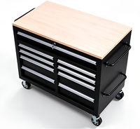 Chariot à outils roulant robuste à 9 tiroirs avec cadre en acier thermolaqué, option OEM, capacité de charge de 300 kg, serrure à clé, garantie 3 ans