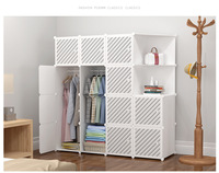 Armoire modulaire en plastique JAYA DIY, armoire de rangement portable pour chambre à coucher avec barre de suspension, étagères, organisateur en cubes, vente en gros
