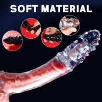 Manchon vibrant pour l'agrandissement du pénis de 9 pouces, préservatifs réutilisables, extenseur de pénis masculin de 7 cm, jouets sexuels pour hommes pour retarder l'éjaculation