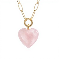 Collier Pendentif Géométrique Gaovo Tendance Personnalisé en Acier Inoxydable Plaqué Or 18 carats avec Quartz Rose, Étanche, pour Femme, Idéal Soirée, 18 pouces