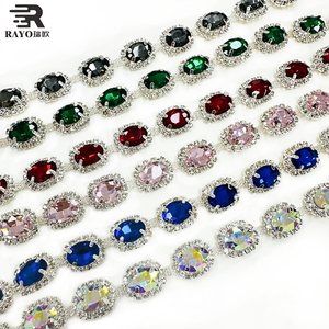 Chaîne élastique enroulée en cristal de verre pour la confection de vêtements de mariage, de robes de soirée, de chaussures et de sacs – Applique en pierres de verre à motifs variés pour la vente en gros - Product Image 2