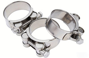 Collier <span class=keywords><strong>de</strong></span> <span class=keywords><strong>serrage</strong></span> double boulon <span class=keywords><strong>en</strong></span> acier inoxydable robuste pour usage industriel et automobile haute pression et fixation sécurisée des tuyaux haute pression - Product Image 3