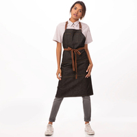 Duolai Zwarte Keuken Thuis Slabbetje Schort Voor Vrouwen Custom Geborduurd Logo Chef-Kok Koken Denim Chef Canvas Schort Met Zakken