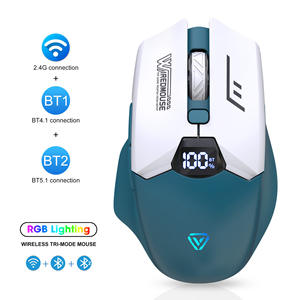 Souris de jeu sans fil à trois modes, 2.4 ghz, Bluetooth, éclairage RGB, 6 boutons, optique, silencieuse, pour PC et ordinateur portable - Product Image 1
