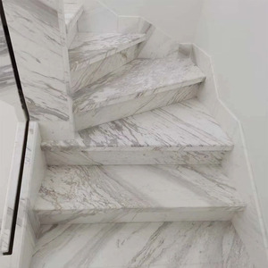 Escalera de placa de roca de mármol artificial natural para interiores y exteriores, pasamanos de cristal de piedra blanca de jazz - Product Image 1