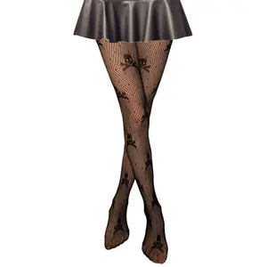 Chaussettes en toile d'araignée, collants noirs, gros crâne, chaussettes pour adultes, filet de pêche, chaussettes Halloween, bas sexy, vente en gros