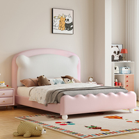 Lit king size moderne européen luxueux et durable avec cadre en bois de pin, rembourrage en cuir capitonné et sommier tapissier souple avec rangement