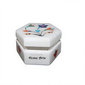 Marble White Color Sugar Coffee Tea Storage Container Box Handmade Hexagon Shape Storage Box With Lid At Cheap Price - Product Image 1