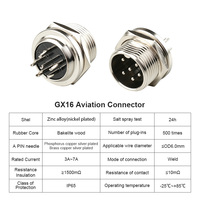 Connecteur traversant mural pour panneau d'alimentation GX16 Aviation Plug-2-10, boîtier en laiton, indice de protection IP65 (Mâle/Femelle) 3A-7A