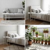 Table d'appoint ronde en métal blanc, style moderne et minimaliste, pour salon, chambre et balcon – Offre Spéciale